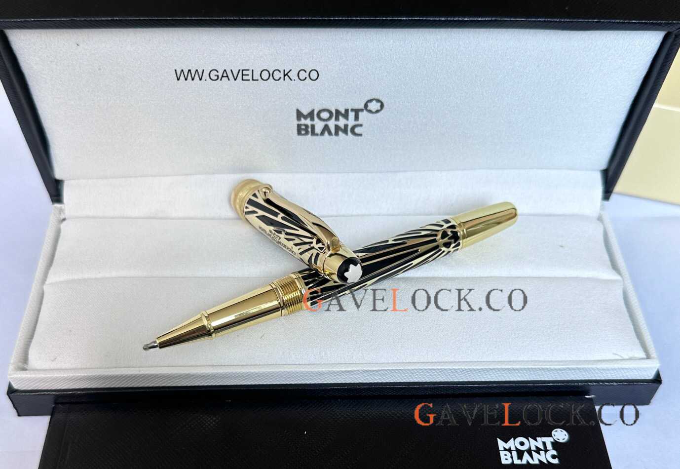 AAA Replica Montblanc Meisterstuck 100 Yrs Doue Midsize Roller Ball Black Gold